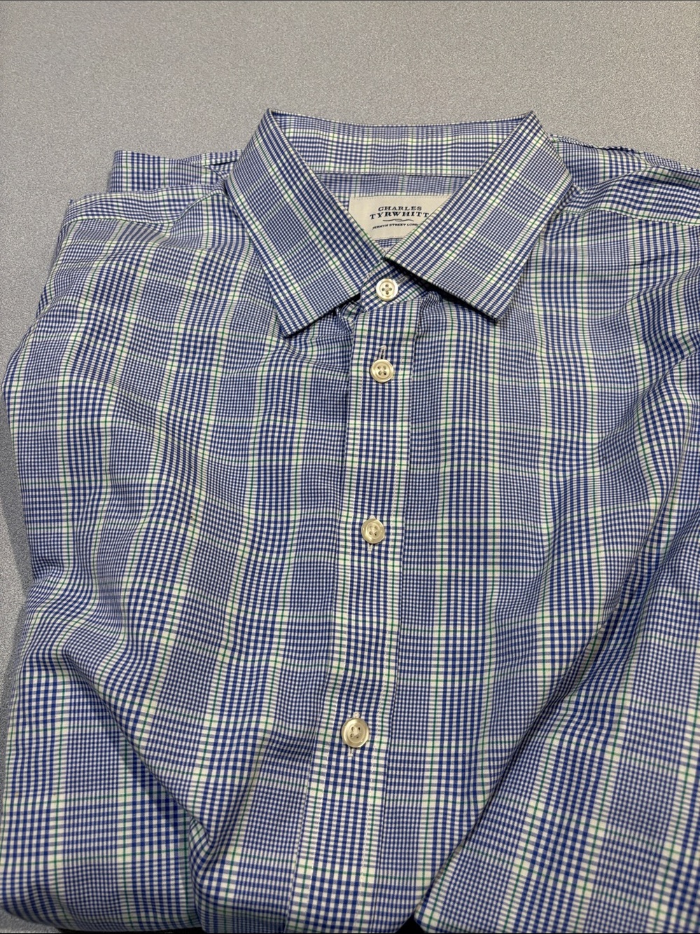 Charles Tyrwhitt -Dress Shirt-Blue and Green Checked